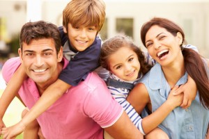 Happy family with outstanding oral health from their horsham family dentist